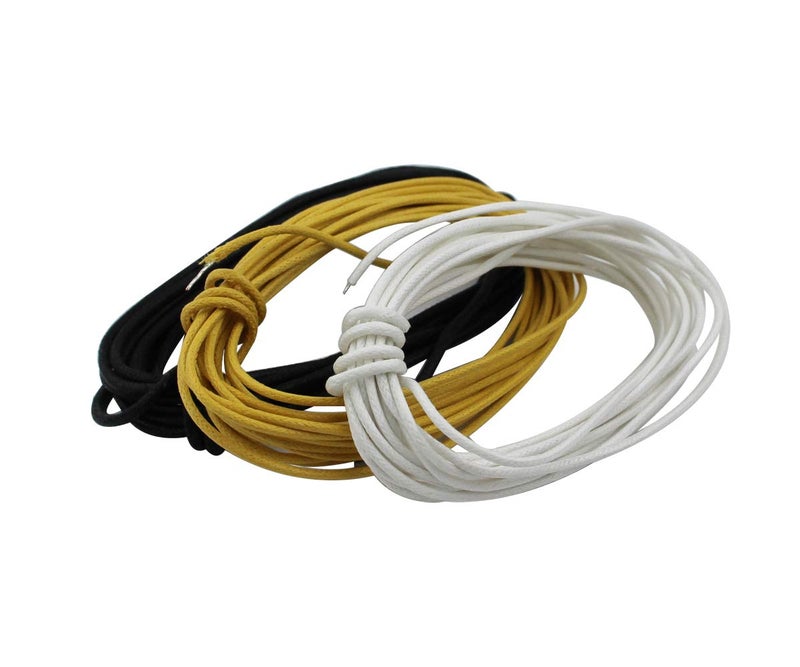 Guyker Cloth-Covered Braided Guitar Wire - 15 Feet (5-white/5-black/5-yellow) Electrics Vintage-Style Pushback Guitar Wire - Image 1